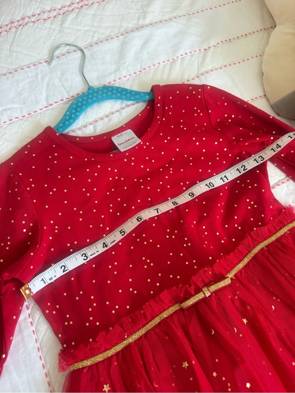 Hanna Andersson Red Gold Star Tulle Holiday Dress Size 130 / 8-10